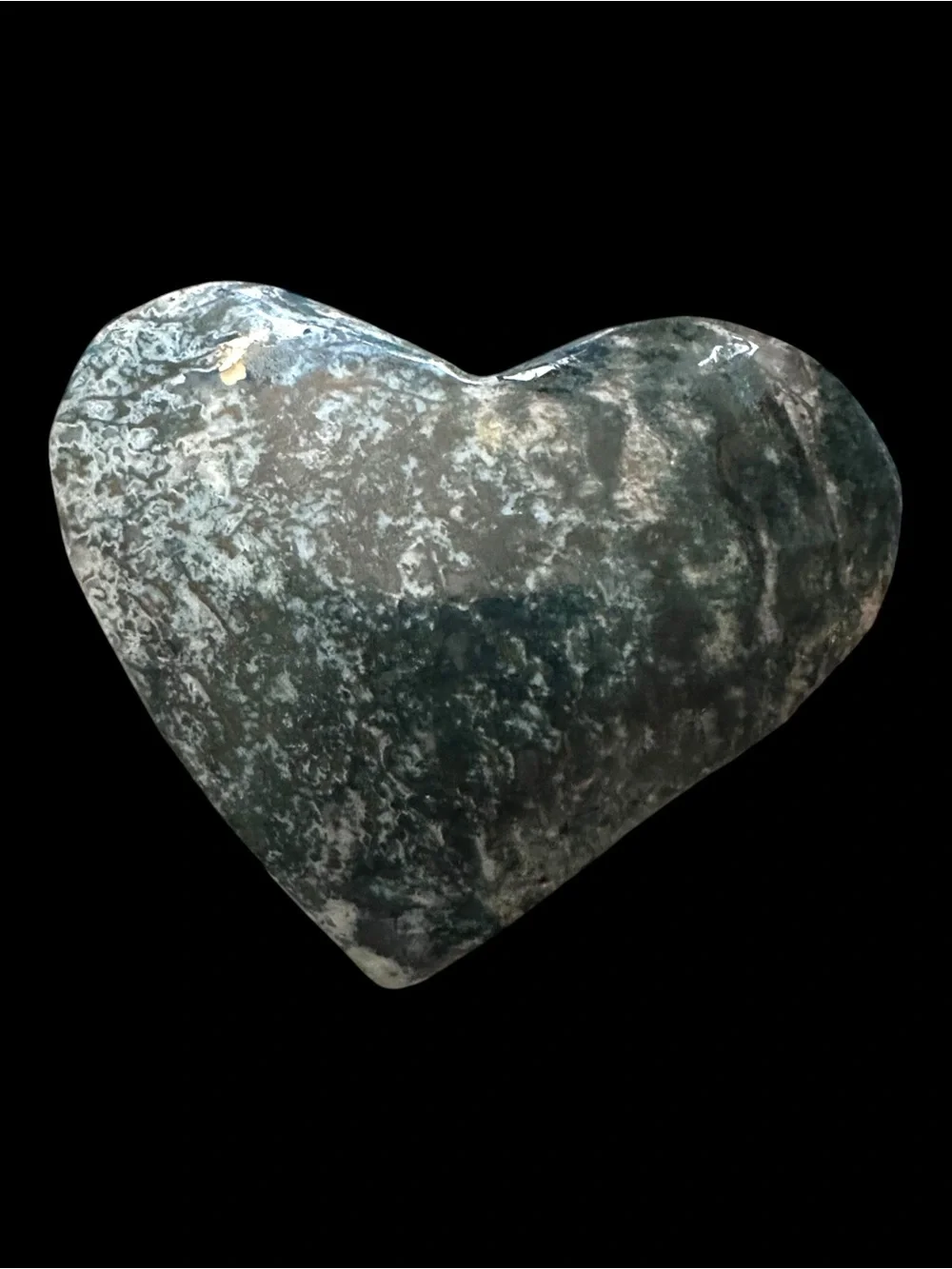 Moss Agate Crystal Heart
